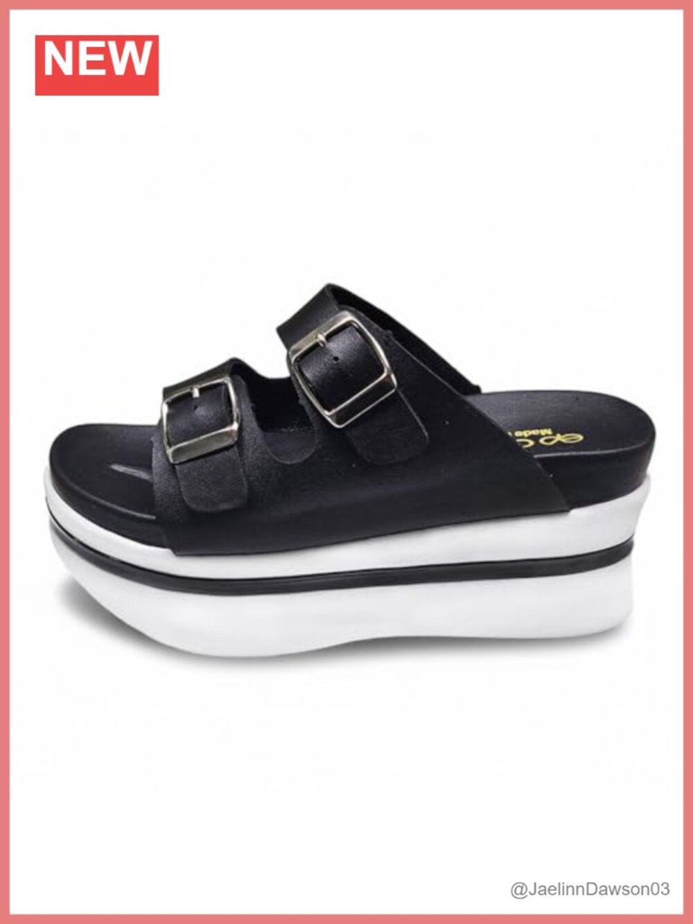 Women's Platform Slide Sandals with Double Buckle Straps